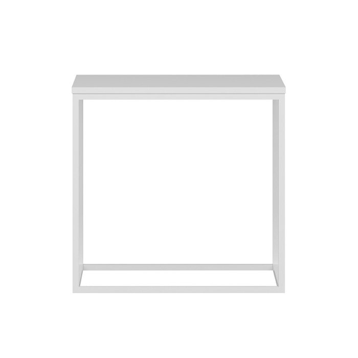 Hanah Home Mesa Auxiliar Basak White, Tablero Partículas Melamina 18mm, Estructura Metálica, Blanco, 52x50x50 cm